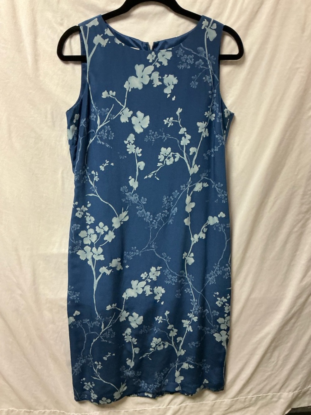 Talbots Blue Floral 100% silk Midi Shift Dress